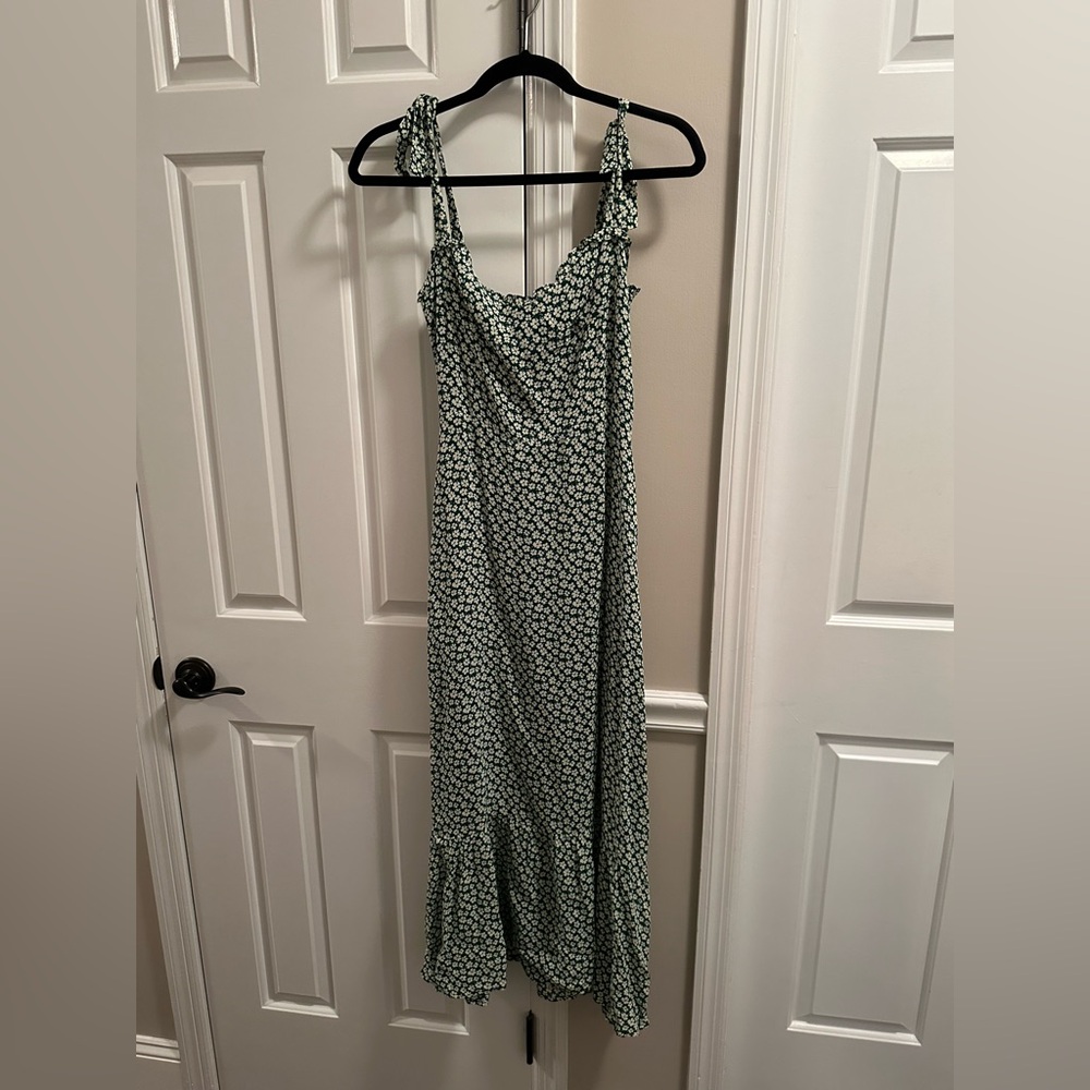 Reformation Floral Maxi Green Dress